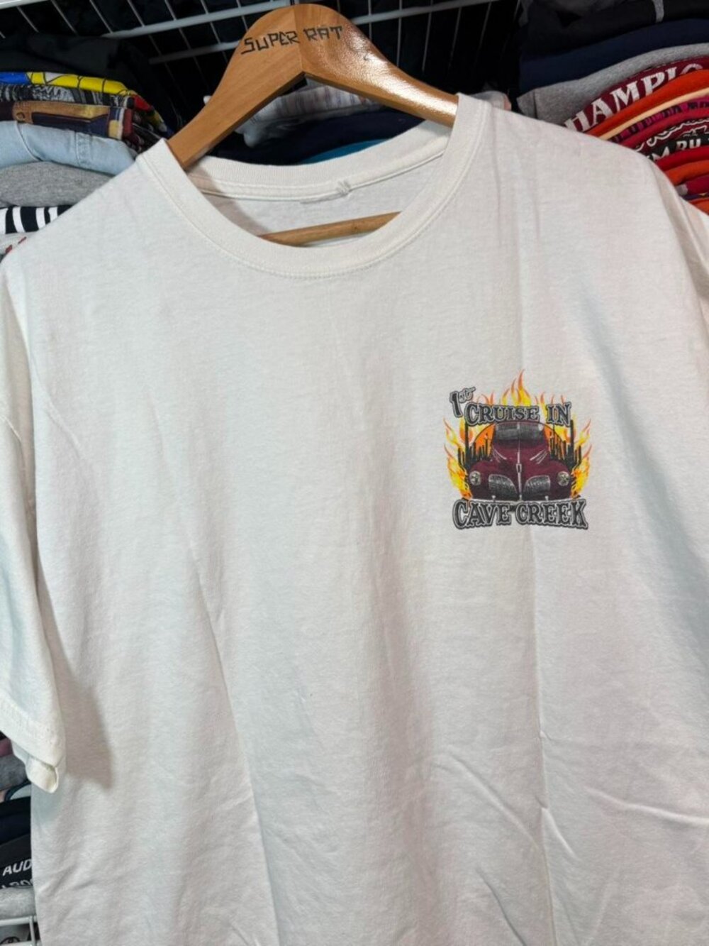 1st cruise in cave creek classic hot rod car show event t shirt white